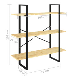 Bibliothèque à 3 niveaux 100x30x105 cm Bois de pin massif