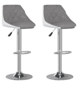 Tabourets de bar lot de 2 gris et blanc similicuir