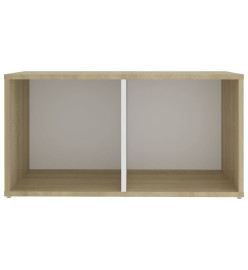 Meuble TV Blanc et chêne sonoma 72x35x36,5 cm Aggloméré