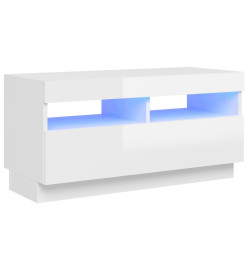 Meuble TV avec lumières LED blanc brillant 80x35x40 cm