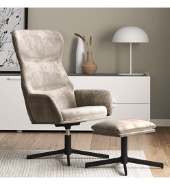 Chaise de relaxation avec tabouret Gris clair Velours