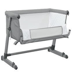 Lit pour bébé avec matelas Gris clair Tissu de lin