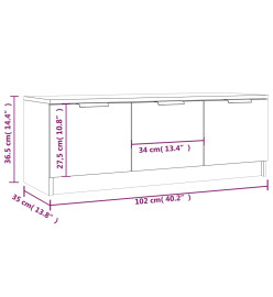 Meuble TV Gris béton 102x35x36,5 cm Bois d'ingénierie