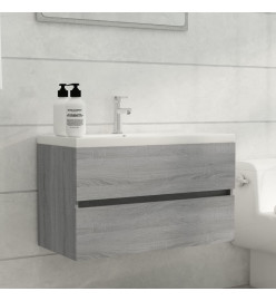 Meuble lavabo avec bassin intégré Sonoma gris Bois d'ingénierie