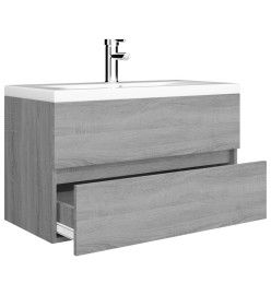 Meuble lavabo avec bassin intégré Sonoma gris Bois d'ingénierie