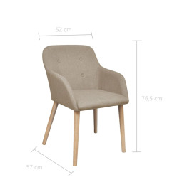 Chaises à manger lot de 4 beige tissu et chêne massif