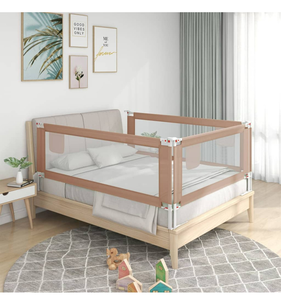 Barrière de sécurité de lit d'enfant Taupe 150x25 cm Tissu