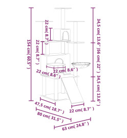 Arbre à chat avec griffoirs en sisal Crème 154 cm