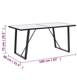 Table de salle à manger Blanc 160x80x75 cm Verre trempé