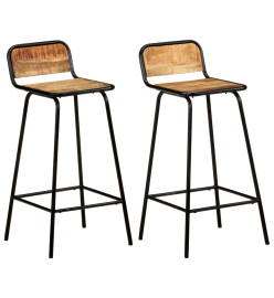 Chaises de bar lot de 2 bois de manguier solide