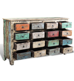 Armoire avec 16 tiroirs Bois massif de récupération Multicolore