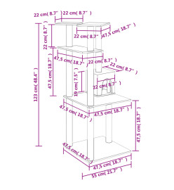 Arbre à chat avec griffoirs en sisal crème 123 cm