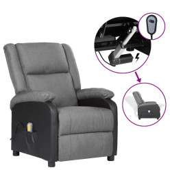 Fauteuil de massage électrique gris clair similicuir et tissu