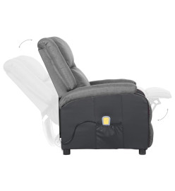 Fauteuil de massage électrique gris clair similicuir et tissu