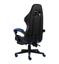 Fauteuil de jeux vidéo avec repose-pied Noir et bleu Similicuir