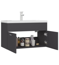 Armoire d'évier avec lavabo intégré Gris Aggloméré