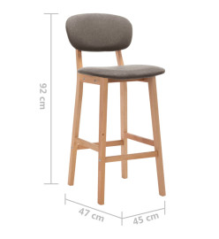 Tabourets de bar lot de 2 taupe tissu