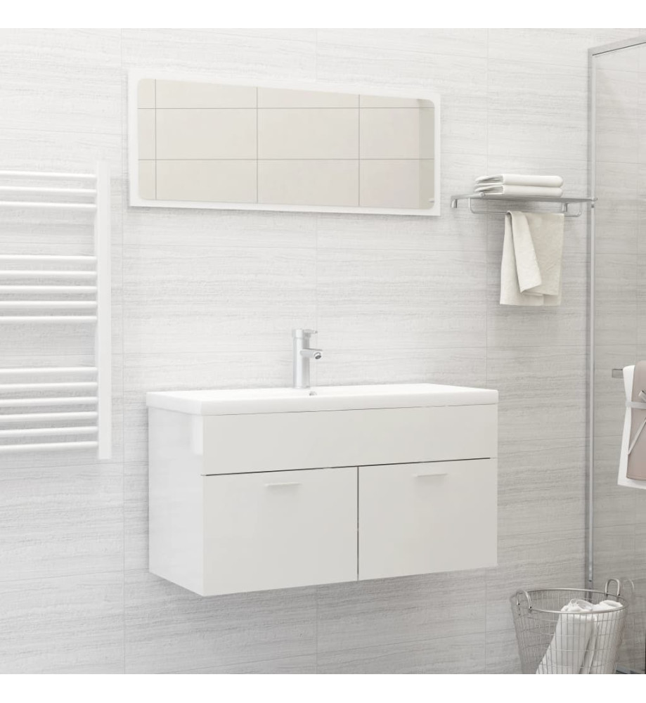 Ensemble de meubles de bain 2 pcs Blanc brillant Aggloméré