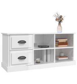 Meuble TV blanc brillant 102x35,5x47,5 cm bois d'ingénierie