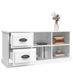 Meuble TV blanc brillant 102x35,5x47,5 cm bois d'ingénierie