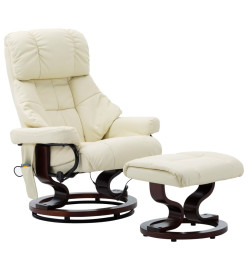 Fauteuil de massage inclinable Crème Similicuir et bois courbé