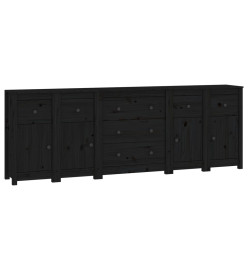 Buffet Noir 230x35x80 cm Bois massif de pin