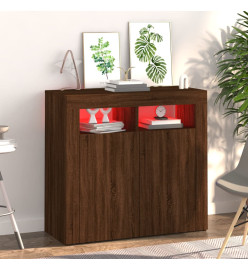 Buffet avec lumières LED chêne marron 80x35x75 cm