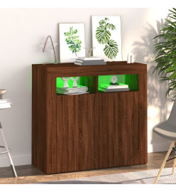 Buffet avec lumières LED chêne marron 80x35x75 cm