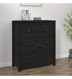 Buffet Noir 70x35x80 cm Bois massif de pin