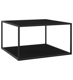 Table basse Noir avec verre noir 90x90x50 cm