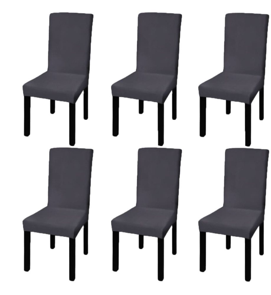 Housse de chaise droite extensible 6 pcs anthracite Housse de chaise droite extensible 6 pcs anthracite