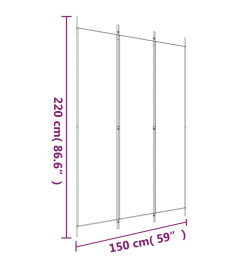 Cloison de séparation 3 panneaux Marron 150x220 cm Tissu