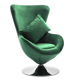 Fauteuil pivotant en forme d’œuf et coussin Vert foncé Velours