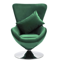 Fauteuil pivotant en forme d’œuf et coussin Vert foncé Velours