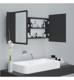 Armoire de salle de bain à miroir LED Gris 90x12x45 Acrylique