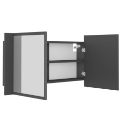 Armoire de salle de bain à miroir LED Gris 90x12x45 Acrylique