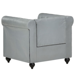 Fauteuil Chesterfield Gris Cuir véritable