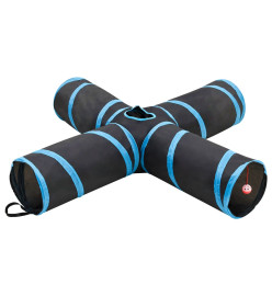 Tunnel pour chats à 4 voies Noir et bleu 132 cm Polyester