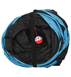 Tunnel pour chats à 4 voies Noir et bleu 132 cm Polyester