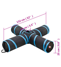 Tunnel pour chats à 4 voies Noir et bleu 132 cm Polyester