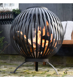 Esschert Design Balle à feu Bandes Noir Acier au carbone FF400