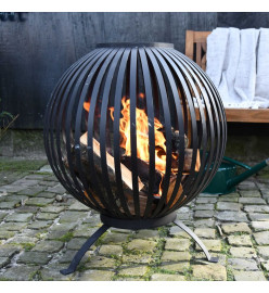 Esschert Design Balle à feu Bandes Noir Acier au carbone FF400