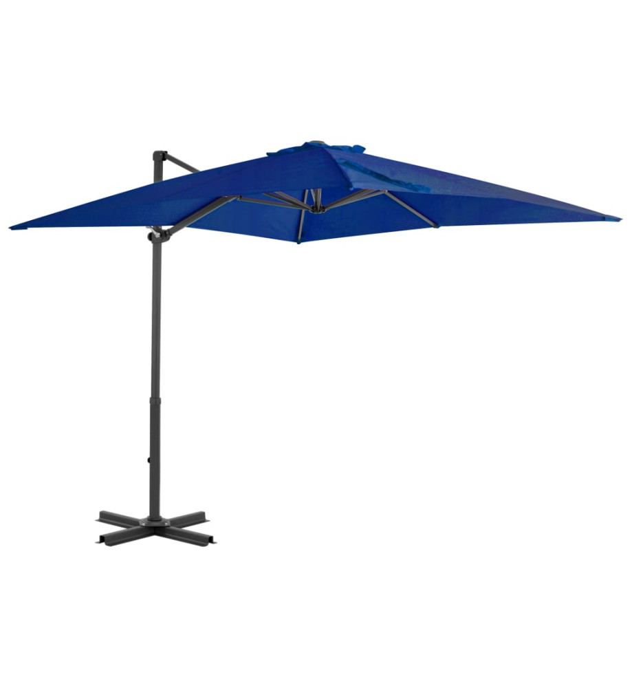 Parasol déporté et mât en aluminium Bleu azuré 250x250 cm