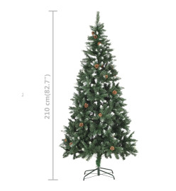 Arbre de Noël artificiel pré-éclairé/boules pommes de pin 210cm