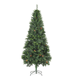 Arbre de Noël artificiel pré-éclairé/boules pommes de pin 210cm