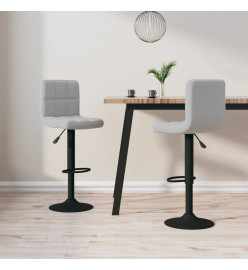 Tabourets de bar lot de 2 gris clair velours