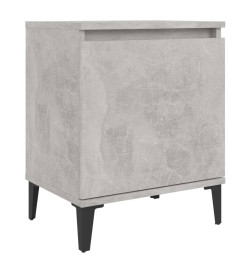 Tables de chevet pieds en métal 2 pcs Gris béton 40x30x50 cm