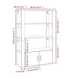 Buffet Blanc 80x30x119,5 cm Bois d'ingénierie