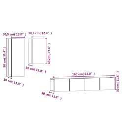 Ensemble de meubles TV 4 pcs Chêne fumé Bois d'ingénierie