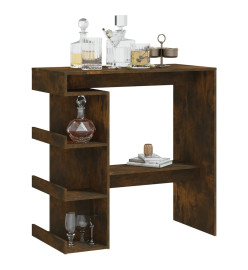 Table de bar et étagère de rangement Chêne fumé 100x50x101,5 cm